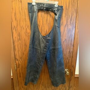 Black Leather Motorcycle Chaps